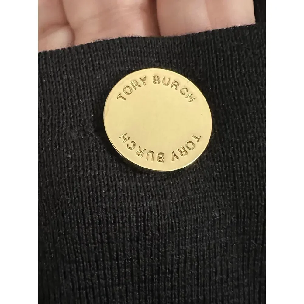 TORY BURCH Anthea Black Wool Dress Gold-Tone Buttons - Sz L